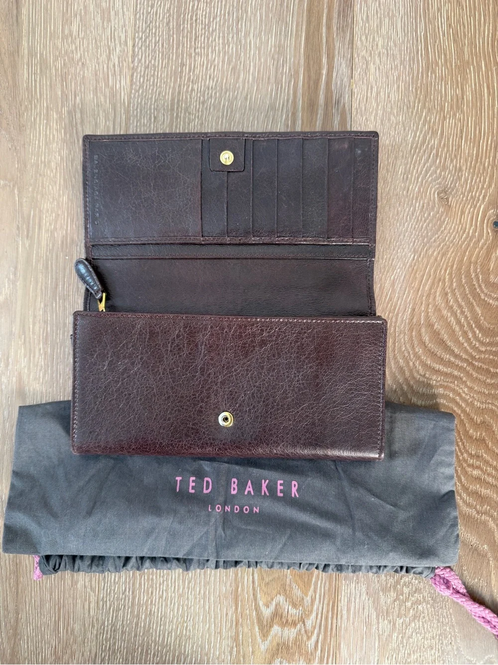 Balenciaga Brown Long Wallet with Gold Hardware